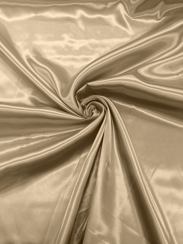 Champagne Shiny Charmeuse Satin Fabric for Wedding Dress/Crafts Costumes/58” Wide /Silky Satin