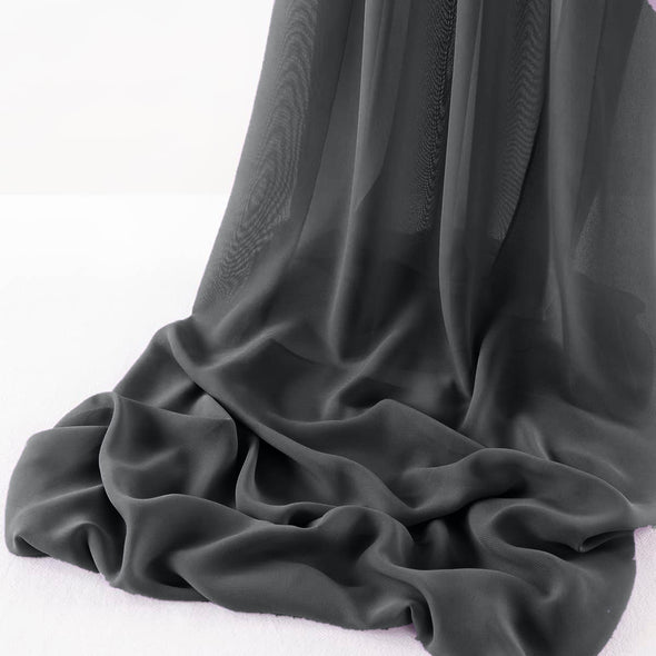 Charcoal Wool Dobby Chiffon Sheer Table Runner for Wedding, Decorations for Birthday Parties, Banquets, Engagements.