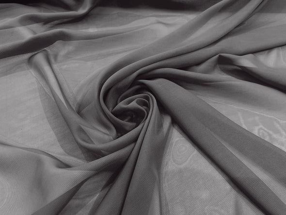 Charcoal 100% Polyester 58/60" Wide Soft Light Weight, Sheer, See Through Chiffon Fabric Sold By The Yard.