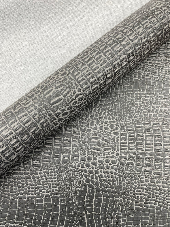 Crocodile Marine Vinyl 2 Tone Upholstery, Crocodile Skin Texture Faux Leather PVC Vinyl, 54" Wide.