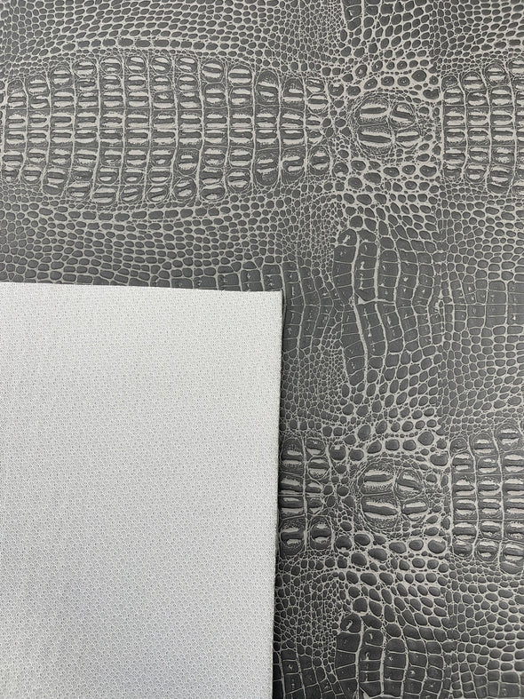 Crocodile Marine Vinyl 2 Tone Upholstery, Crocodile Skin Texture Faux Leather PVC Vinyl, 54" Wide.