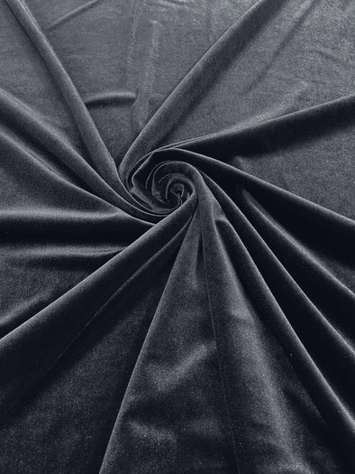 Charcoal 60" Wide 90% Polyester 10 percent Spandex Stretch Velvet Fabric for Sewing Apparel Costumes Craft, Sold By The Yard.