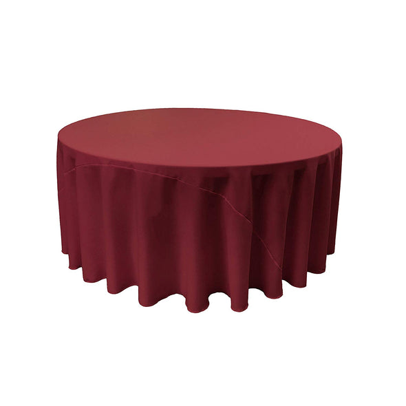 Cherry Red Solid Round Polyester Poplin Tablecloth With Seamless
