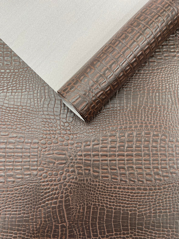 Crocodile Marine Vinyl 2 Tone Upholstery, Crocodile Skin Texture Faux Leather PVC Vinyl, 54" Wide.