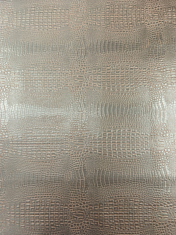 Crocodile Marine Vinyl 2 Tone Upholstery, Crocodile Skin Texture Faux Leather PVC Vinyl, 54" Wide.
