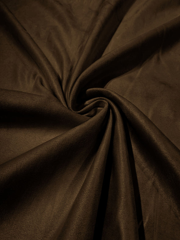 Chocolate Faux Suede Polyester Fabric | Microsuede | 58" Wide | Upholstery Weight, Tablecloth, Bags, Pouches, Cosplay, Costume