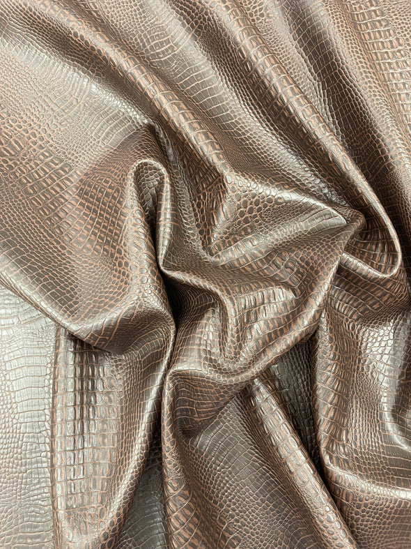 Crocodile Marine Vinyl 2 Tone Upholstery, Crocodile Skin Texture Faux Leather PVC Vinyl, 54" Wide.