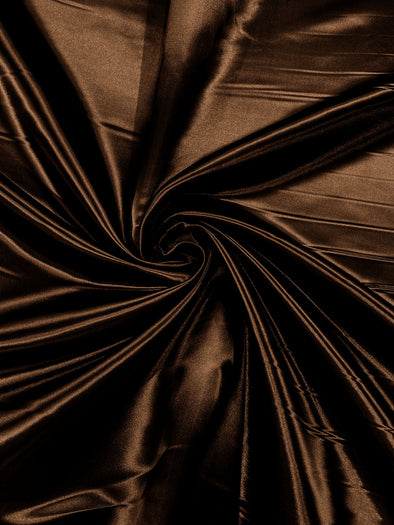 Chocolate Heavy Shiny Bridal Satin Fabric for Wedding Dress, 60" inches wide sold by The Yard. Modern Color