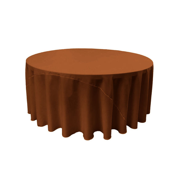 Cinnamon  Aqua Solid Round Polyester Poplin Tablecloth With Seamless