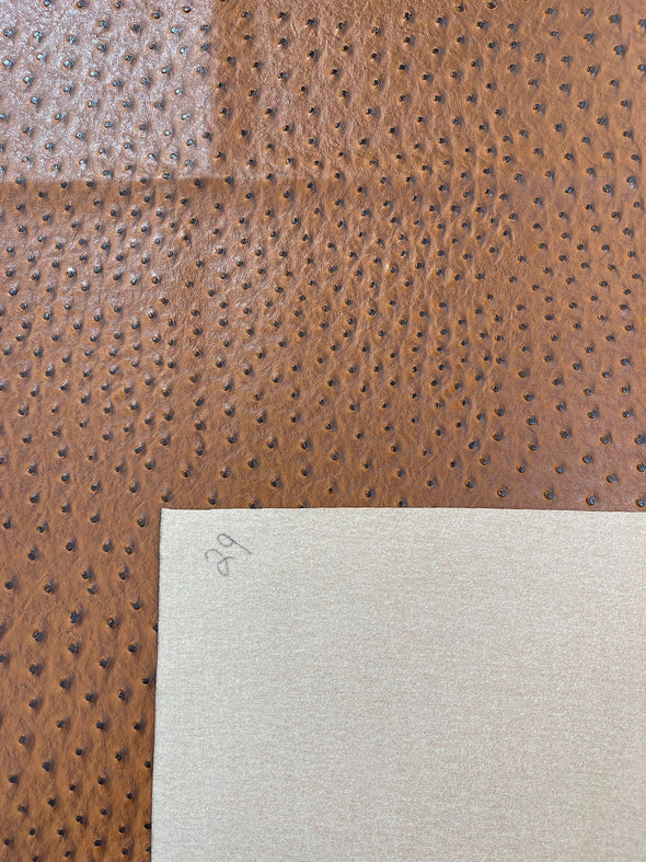 Cognac 54” Wide Ostrich Fake Leather Upholstery, 3-D Ostrich Skin Texture Faux Leather PVC Vinyl Fabric Sold by The Yard.