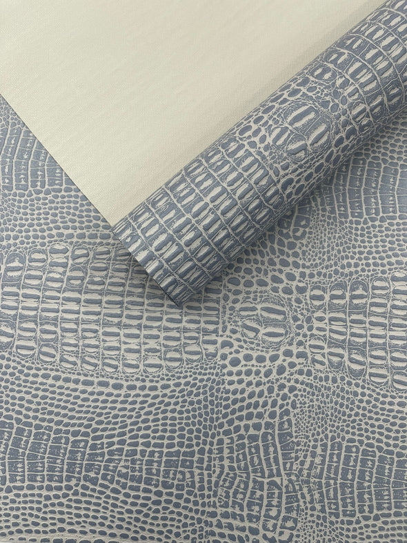 Crocodile Marine Vinyl 2 Tone Upholstery, Crocodile Skin Texture Faux Leather PVC Vinyl, 54" Wide.