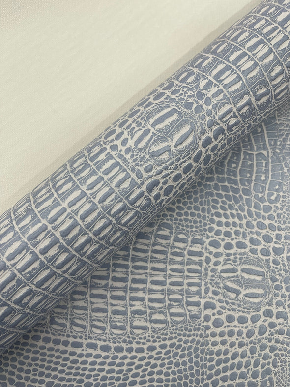 Crocodile Marine Vinyl 2 Tone Upholstery, Crocodile Skin Texture Faux Leather PVC Vinyl, 54" Wide.