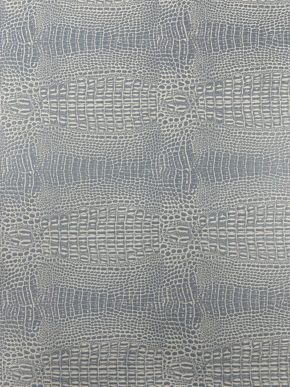 Crocodile Marine Vinyl 2 Tone Upholstery, Crocodile Skin Texture Faux Leather PVC Vinyl, 54" Wide.