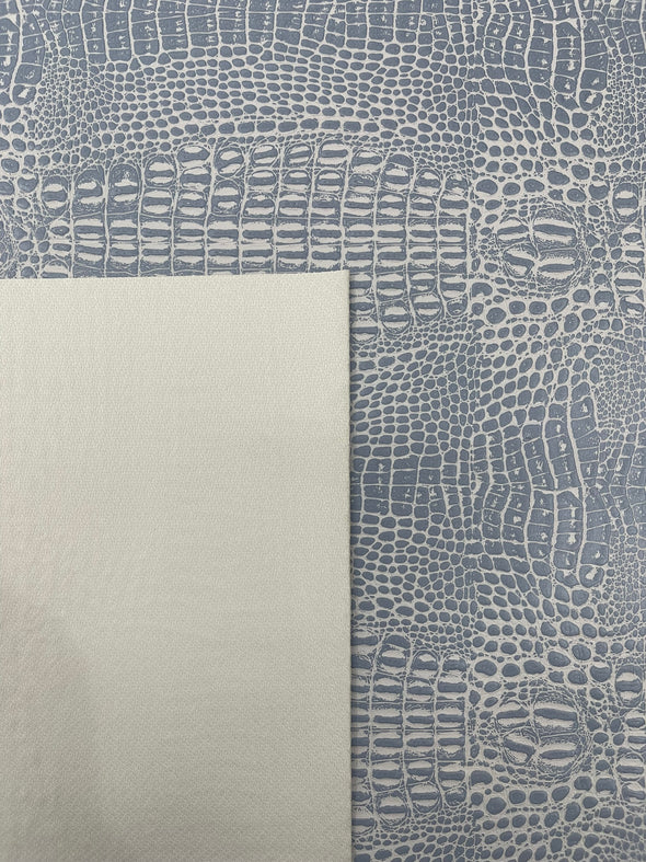 Crocodile Marine Vinyl 2 Tone Upholstery, Crocodile Skin Texture Faux Leather PVC Vinyl, 54" Wide.