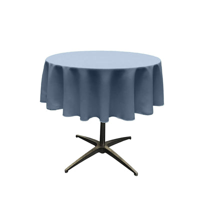 Coppen Blue Solid Round Polyester Poplin Tablecloth Seamless