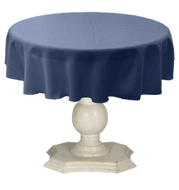 Coppen Blue Round Tablecloth Solid Dull Bridal Satin Overlay for Small Coffee Table Seamless
