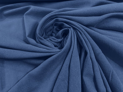 Coppen Blue Cotton Gauze Fabric Wide Crinkled Lightweight Sold by The Yard