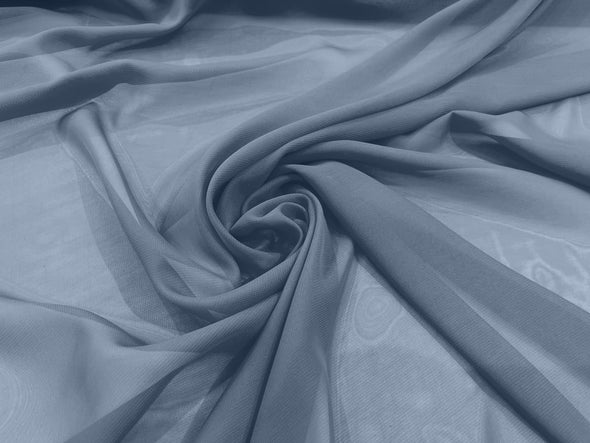 Coppen Blue 100% Polyester 58/60" Wide Soft Light Weight, Sheer, See Through Chiffon Fabric Sold By The Yard.