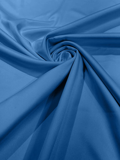Copen Blue Matte Stretch Lamour Satin Fabric 58" Wide/Sold By The Yard. New Colors