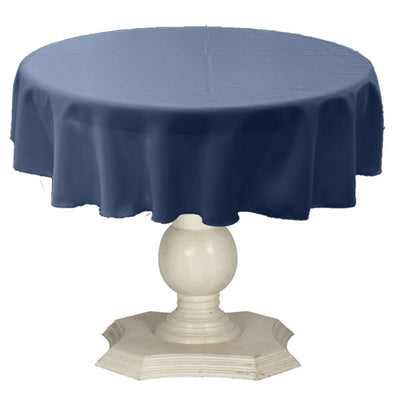 Coppen Blue Round Tablecloth Solid Dull Bridal Satin Overlay for Small Coffee Table Seamless
