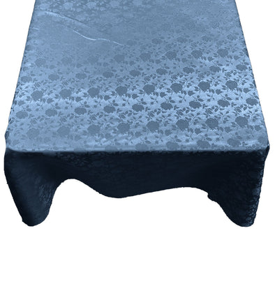 Coppen Blue Square Tablecloth Roses Jacquard Satin Overlay for Small Coffee Table Seamless