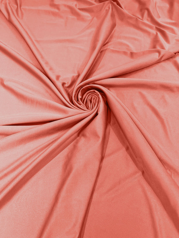 Coral Shiny Milliskin Nylon Spandex Fabric 4 Way Stretch 58" Wide Sold by The Yard