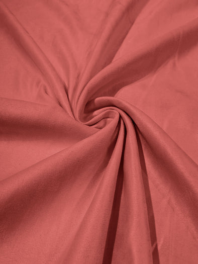 Coral Faux Suede Polyester Fabric | Microsuede | 58" Wide | Upholstery Weight, Tablecloth, Bags, Pouches, Cosplay, Costume