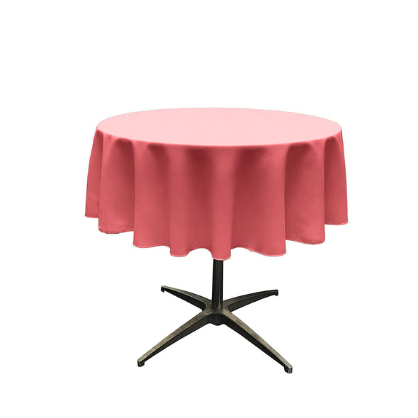Coral Solid Round Polyester Poplin Tablecloth Seamless