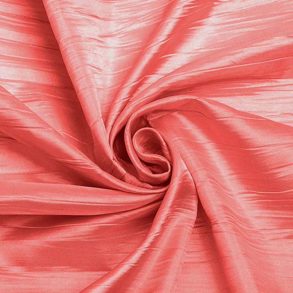 Coral Crushed Taffeta Fabric - 54" Width - Creased Clothing Decorations Crafts - Sold By The Yard
