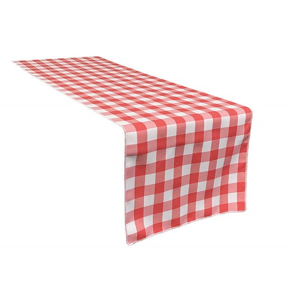 Coral 12" Wide by The Size of Your Choice, Polyester Poplin Gingham, Checkered, Plaid Table Runner.