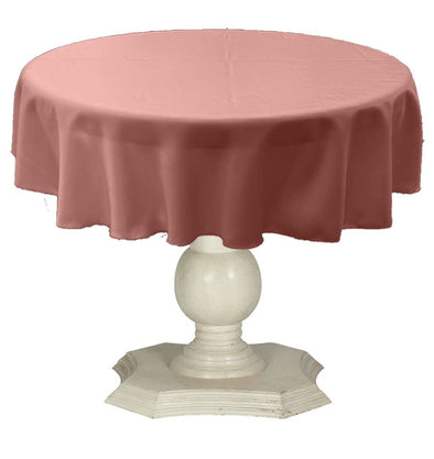 Coral Round Tablecloth Solid Dull Bridal Satin Overlay for Small Coffee Table Seamless