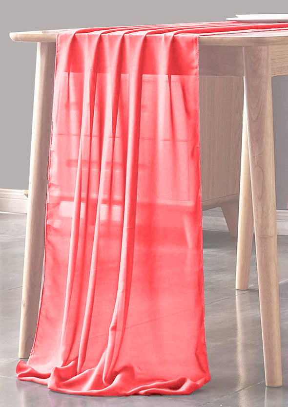 Coral Sheer Table Runner for Wedding, Decorations for Birthday Parties, Banquets, Engagements.