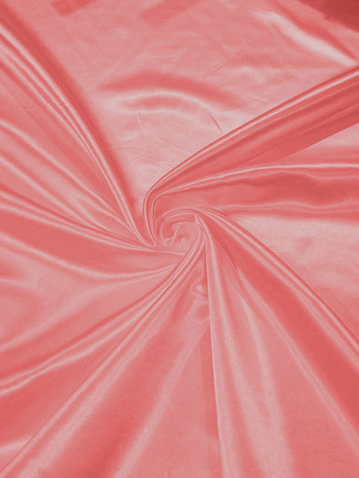 Coral Heavy Shiny Bridal Satin Fabric for Wedding Dress, 60" inches wide sold by The Yard. Modern Color