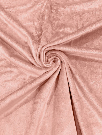 Coral Minky Solid Silky Plush Faux Fur Fabric - Sold by the yard