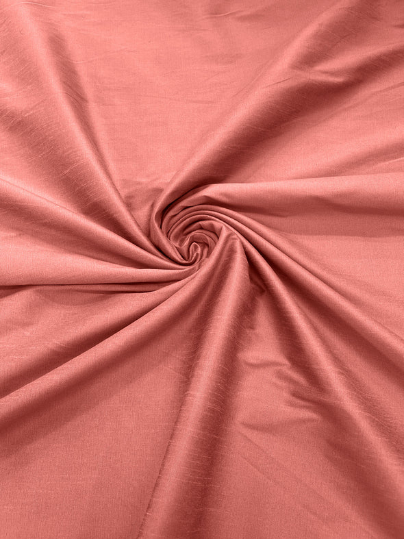 Coral Polyester Dupioni Faux Silk Fabric/ 55” Wide/Wedding Fabric/Home Décor.