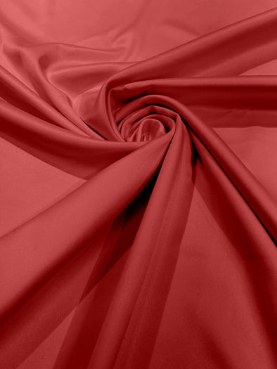 Coral Matte Stretch Lamour Satin Fabric 58" Wide/Sold By The Yard. New Colors