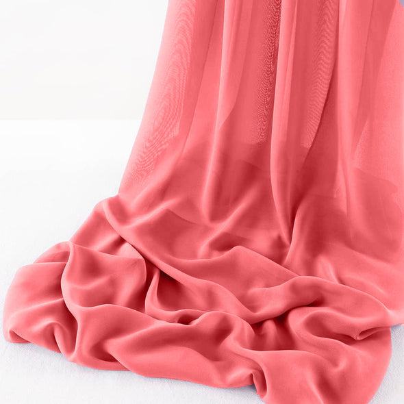 Coral Pack of 5 10ft Wool Dobby Chiffon Table Runner 29x120 Inches Runner for Wedding, Decorations for Birthday Parties, Banquets, Engagements, Sheer