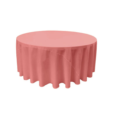 Coral Solid Round Polyester Poplin Tablecloth With Seamless