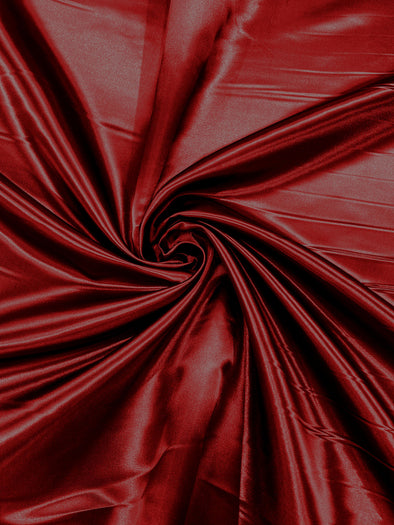 Cranberry Heavy Shiny Bridal Satin Fabric for Wedding Dress, 60" inches wide sold by The Yard. Modern Color