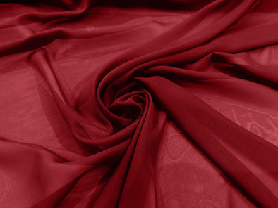 Cranberry 100% Polyester 58/60" Wide Soft Light Weight, Sheer, See Through Chiffon Fabric Sold By The Yard.
