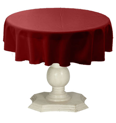 Cranberry Round Tablecloth Solid Dull Bridal Satin Overlay for Small Coffee Table Seamless