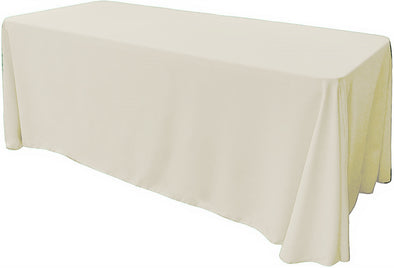 Cream Rectangular Polyester Poplin Tablecloth Floor Length / Party supply