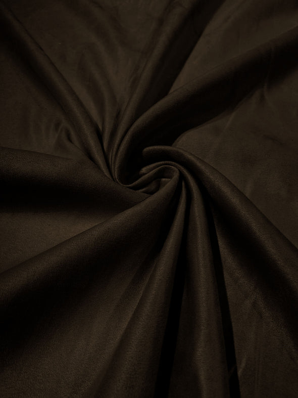 Dark Chocolate Faux Suede Polyester Fabric | Microsuede | 58" Wide | Upholstery Weight, Tablecloth, Bags, Pouches, Cosplay, Costume