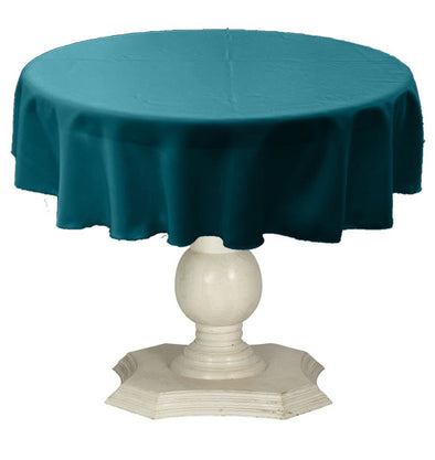 Dark Aqua Round Tablecloth Solid Dull Bridal Satin Overlay for Small Coffee Table Seamless