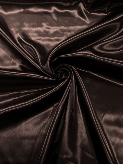 Dark Brown Shiny Charmeuse Satin Fabric for Wedding Dress/Crafts Costumes/58” Wide /Silky Satin