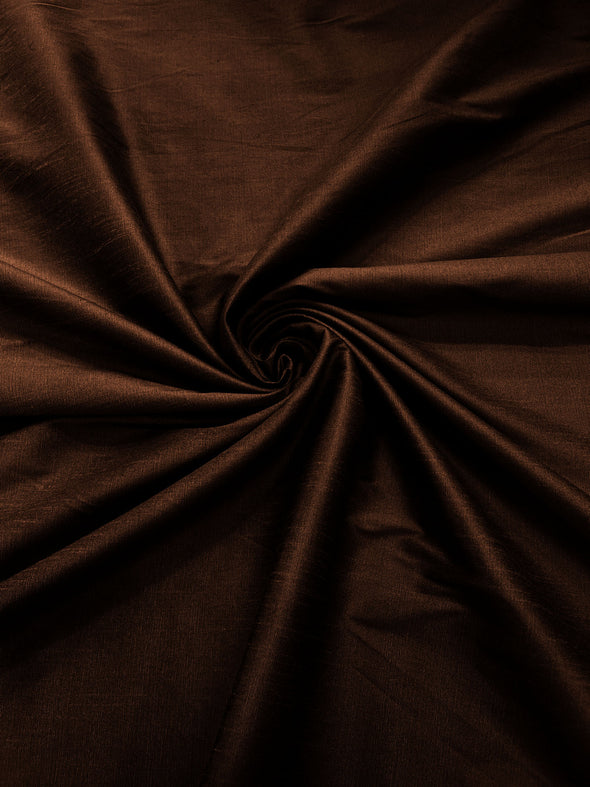 Dark Brown Polyester Dupioni Faux Silk Fabric/ 55” Wide/Wedding Fabric/Home Décor.