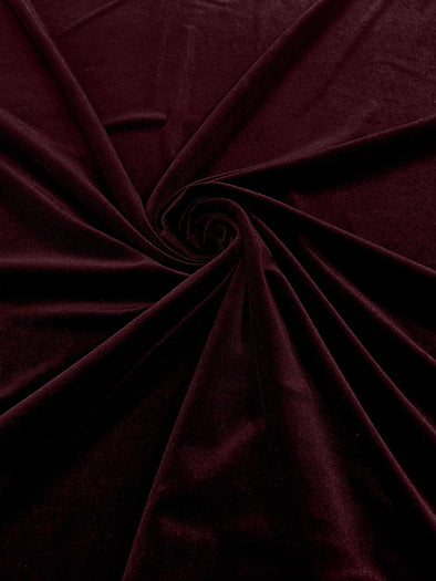 Dark Burgundy 60" Wide 90% Polyester 10 percent Spandex Stretch Velvet Fabric for Sewing Apparel Costumes Craft, Sold By The Yard.
