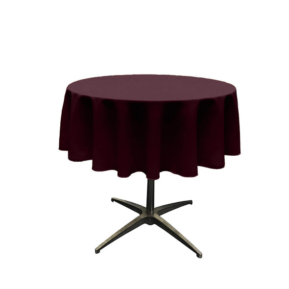 Dark Burgundy Solid Round Polyester Poplin Tablecloth Seamless