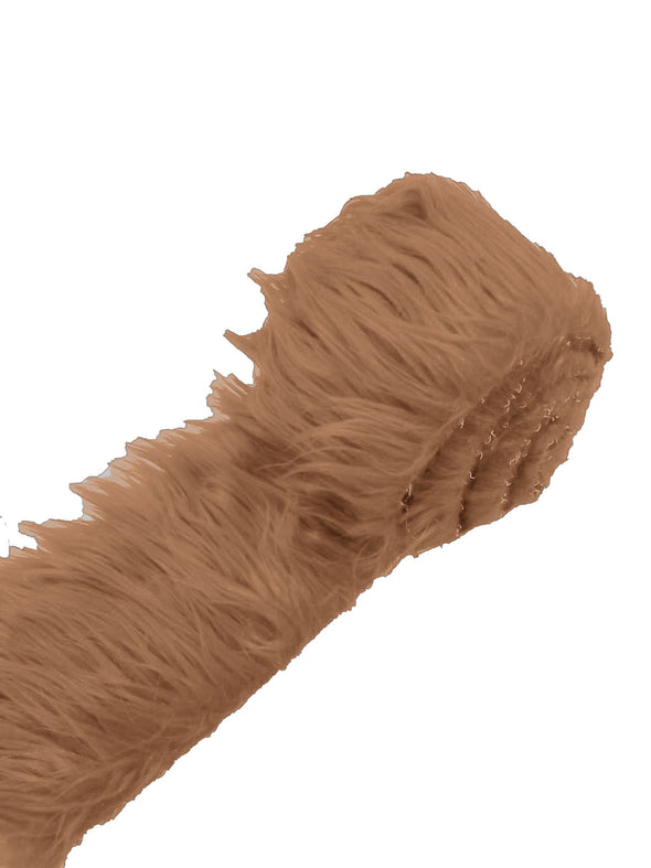 Dark Camel Long Pile Soft Faux Fur Fabric STRIP for Fur suit, Cosplay Costume, Photo Prop, Trim, Throw Pillow, Crafts.