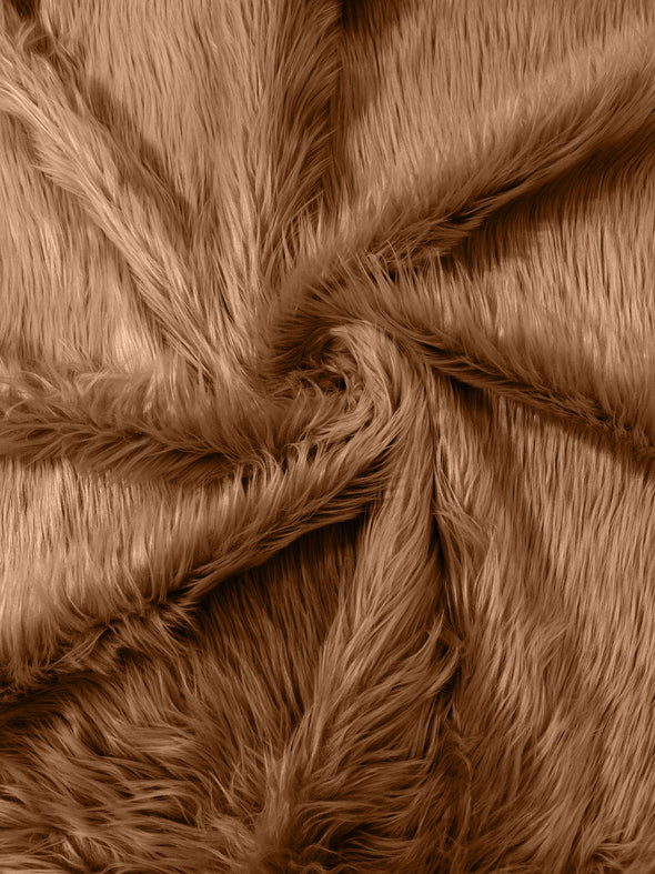 Dark Camel Long Pile Soft Faux Fur Fabric for Fur suit, Cosplay Costume, Photo Prop, Trim, Throw Pillow, Crafts.